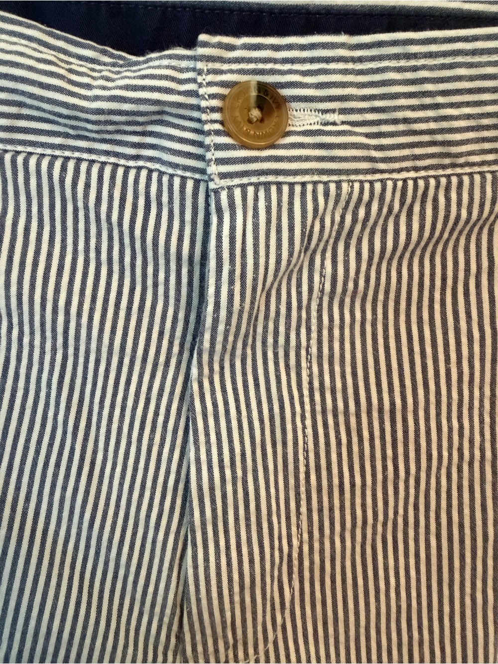 Men's Blue Pinstripe Cotton Shorts - Picture 2 of 10